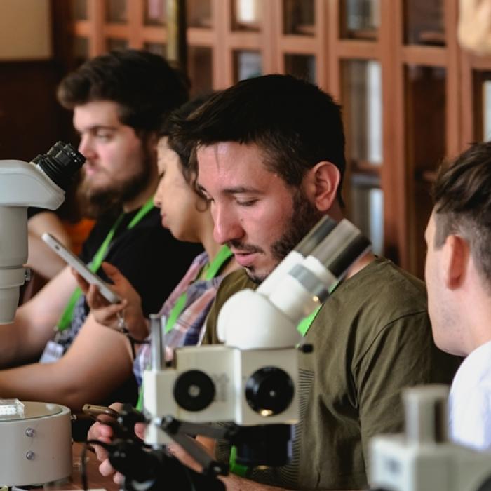 fiatalok mikroszkópoznak